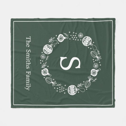 Personalisierter Weihnachtskranz Fleecedecke (Vorderseite (Horizontal))
