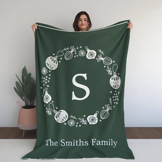 Personalisierter Weihnachtskranz Fleecedecke