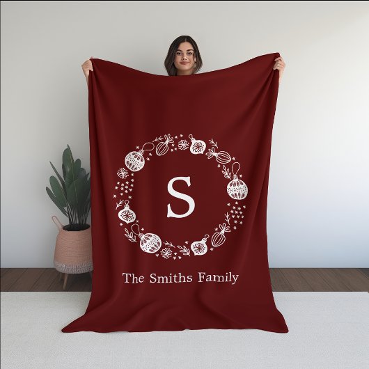 Personalisierter Weihnachtskranz Fleecedecke