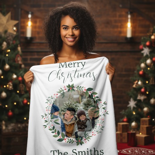 Personalisierter Weihnachtskranz Fleecedecke