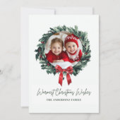 Personalisierter Weihnachtskranz Foto & Name Urlau Einladung (Vorderseite)