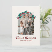 Personalisierter Weihnachtskranz Foto- & Namenskar (Stehend Vorderseite)