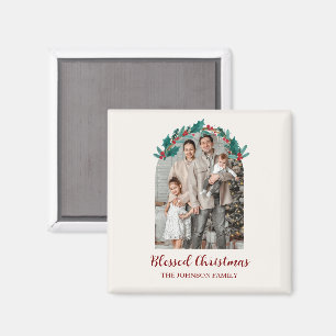 Personalisierter Weihnachtskranz Foto- & Namensmag Magnet