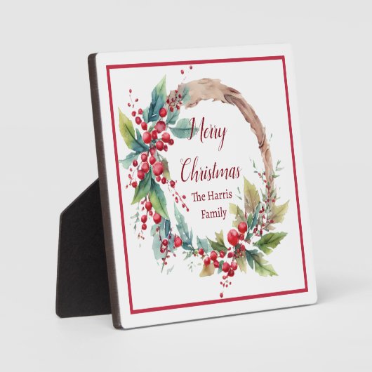 Personalisierter Weihnachtskranz Fotoplatte (Vorderseite)