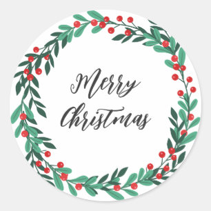 Personalisierter Weihnachtskranz frohe Weihnachten Runder Aufkleber