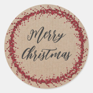 Personalisierter Weihnachtskranz frohe Weihnachtsk Runder Aufkleber