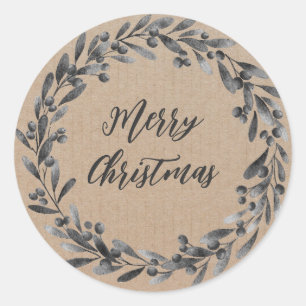 Personalisierter Weihnachtskranz frohe Weihnachtsk Runder Aufkleber