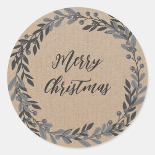 Personalisierter Weihnachtskranz frohe Weihnachtsk Runder Aufkleber