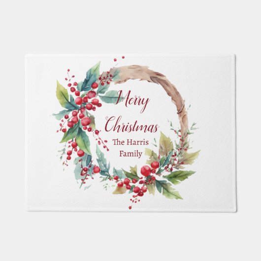 Personalisierter Weihnachtskranz Fußmatte (Vorderseite)