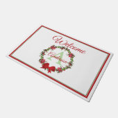 Personalisierter Weihnachtskranz Fußmatte (Schrägansicht)