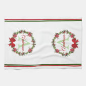 Personalisierter Weihnachtskranz Geschirrtuch (Horizontal)
