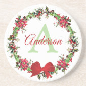 Personalisierter Weihnachtskranz Getränkeuntersetzer (Vorne)