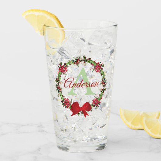 Personalisierter Weihnachtskranz Glas (Vorderseite Ice)