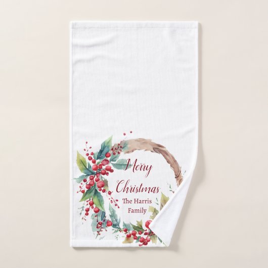 Personalisierter Weihnachtskranz Handtuch (Handtuch)