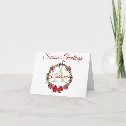 Personalisierter Weihnachtskranz Karte (Vorderseite)