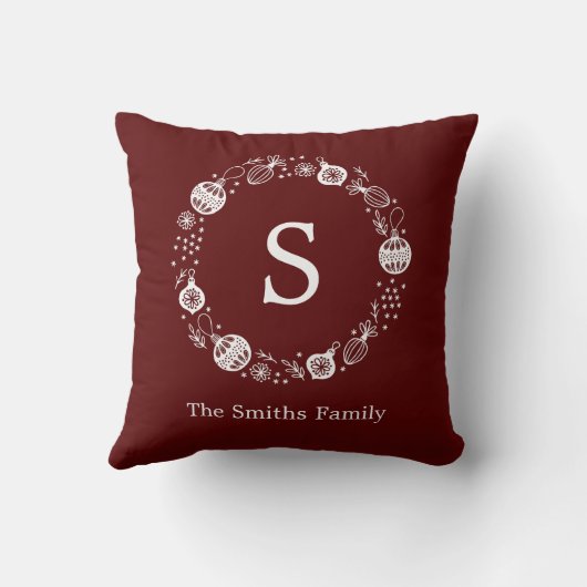 Personalisierter Weihnachtskranz Kissen (Rückseite)