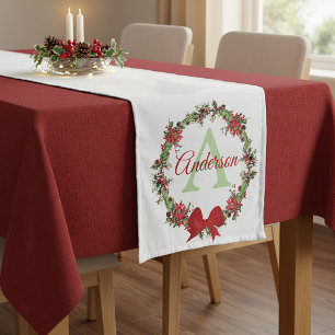 Personalisierter Weihnachtskranz  Kurzer Tischläufer