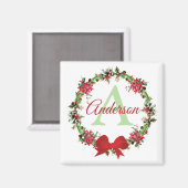 Personalisierter Weihnachtskranz Magnet (Vorderseite/Rückseite)
