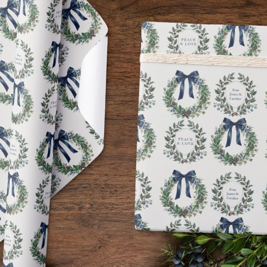 Personalisierter Weihnachtskranz mit altem Geld Geschenkpapier