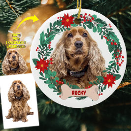 Personalisierter Weihnachtskranz mit Begleiter-Fot Keramik Ornament