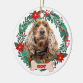 Personalisierter Weihnachtskranz mit Begleiter-Fot Keramik Ornament (Links)