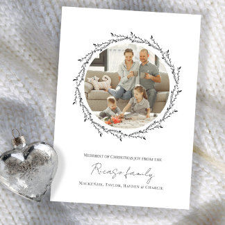 Personalisierter Weihnachtskranz mit Foto Feiertagskarte