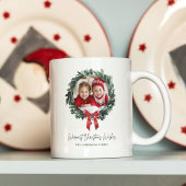 Personalisierter Weihnachtskranz mit Foto und Name Kaffeetasse