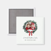 Personalisierter Weihnachtskranz mit Foto und Name Magnet (Vorderseite/Rückseite)