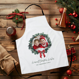 Personalisierter Weihnachtskranz mit Foto und Name Schürze