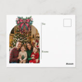 Personalisierter Weihnachtskranz mit süßen Hirsche Postkarte (Rückseite)