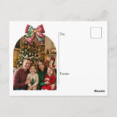Personalisierter Weihnachtskranz mit süßen Hirsche Postkarte (Rückseite)