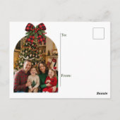 Personalisierter Weihnachtskranz mit süßen Hirsche Postkarte (Rückseite)