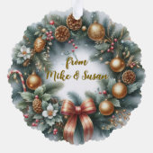 Personalisierter Weihnachtskranz Ornament Karte (Rückseite)