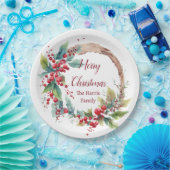 Personalisierter Weihnachtskranz Pappteller (Party)