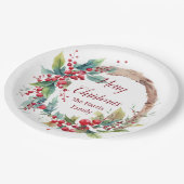 Personalisierter Weihnachtskranz Pappteller (Schrägansicht)