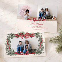Personalisierter Weihnachtskranz rotes Band 3 Foto