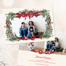 Personalisierter Weihnachtskranz rotes Band 3 Foto