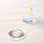 Personalisierter Weihnachtskranz Runder Pappuntersetzer (Vor Ort)