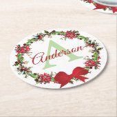 Personalisierter Weihnachtskranz Runder Pappuntersetzer (Angewinkelt)