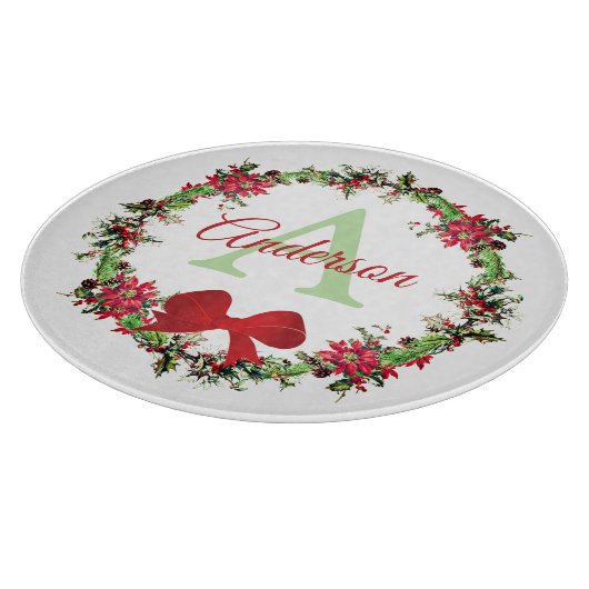 Personalisierter Weihnachtskranz Schneidebrett (Ecke)