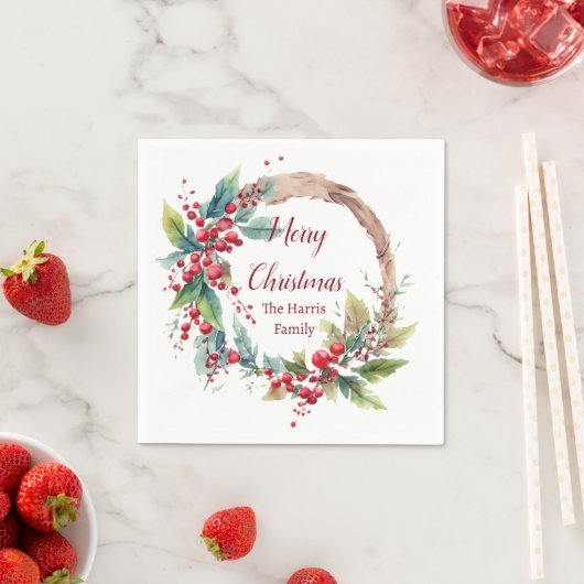 Personalisierter Weihnachtskranz Serviette (Beispiel)
