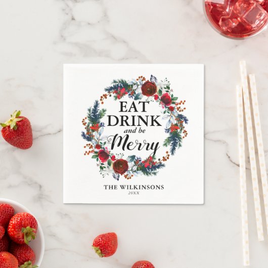 Personalisierter Weihnachtskranz Serviette (Beispiel)