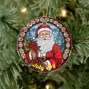 Personalisierter Weihnachtslogan Jolly Joy Santa Keramik Ornament