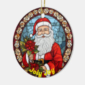 Personalisierter Weihnachtslogan Jolly Joy Santa Keramik Ornament (Links)