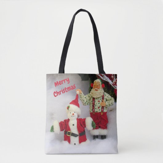 Personalisierter Weihnachtsmann baut eine Snowman Tasche (Vorderseite)