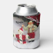 Personalisierter Weihnachtsmann baut einen Schneem Dosenkühler (Kanne Vorderseite)