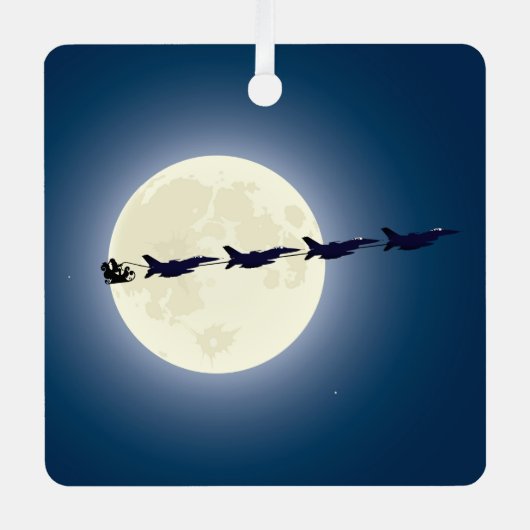 Personalisierter Weihnachtsmann/ F-16 Jets Militär Ornament Aus Metall (Vorderseite)