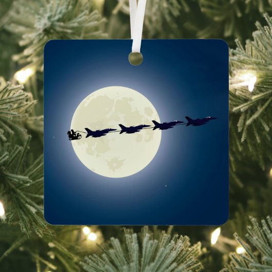 Personalisierter Weihnachtsmann/ F-16 Jets Militär Ornament Aus Metall (InSitu)