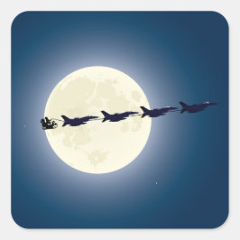 Personalisierter Weihnachtsmann/ F-16 Jets Militär Quadratischer Aufkleber