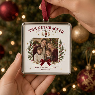 Personalisierter Weihnachtsmann-Familienfoto-Anhän Ornament Aus Metall